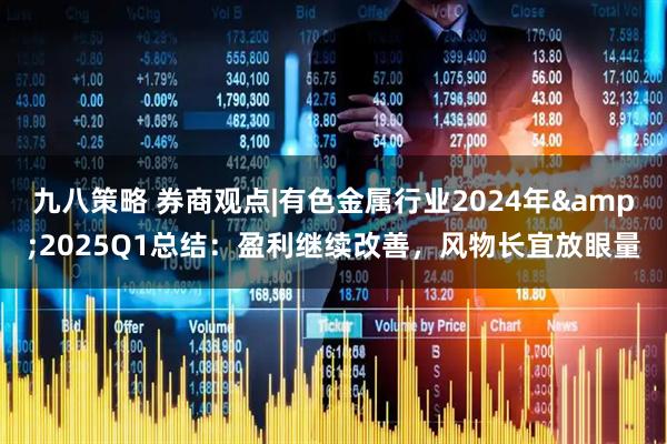 九八策略 券商观点|有色金属行业2024年&2025Q1总结：盈利继续改善，风物长宜放眼量